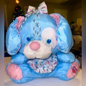 Vintage 1999 Fisher Price Puffalumps blue pink dog stuffed animal